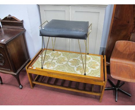 Vintage Teak Rectangular Shaped Coffee Table, together with 1960's stool (2).