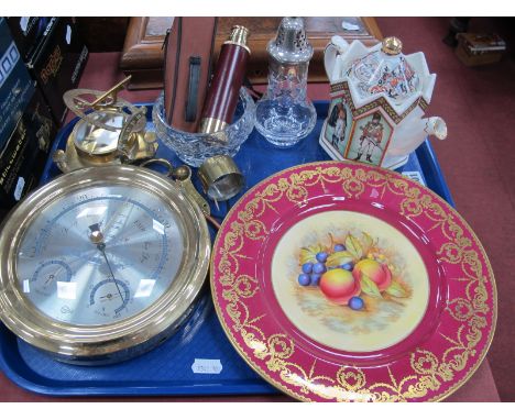 Aynsley Fruit Design Plate, 26.5cm diameter, Sadler Waterloo Teapot, P&amp;O Napkin Ring, Bosons whistle, compass, barometer,