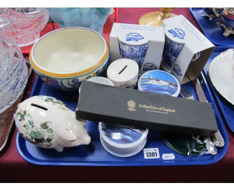 A Poole Pottery Bowl, (432), Masons money box, etc::- One Tray.