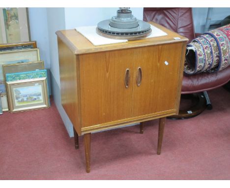 A Vintage Teak Record Cabinet, in the G Plan Manner, 63cm wide.