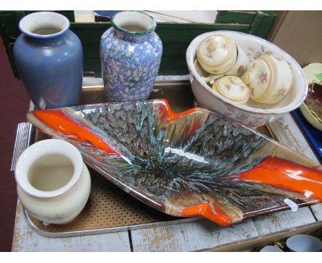 Two Poole Pottery Ovoid Vases, 20cm high, Continental shallow bowl;, 53cm wide, Bonn bowl, Ducal trinkets, etc:- One Tray.