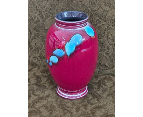 Poole Odyssey red volcanic vase standing 23cm tall.