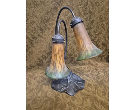 Art Deco style lilypad base table lamp.
