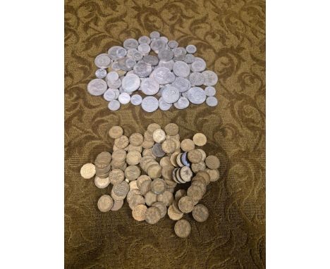 20th century post 1947 pre decimal cupro nickel coinage and a quantity of pre decimal 3 pence pieces.