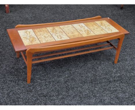 1970's teak tile top coffee table.