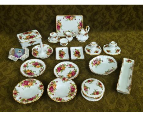 Royal Albert Old Country Roses to include miniature teaset, candlestick, covered dishes, etc.
