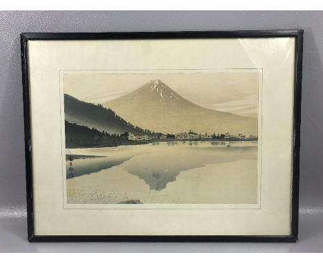 TOMIKICHIRO TOKURIKI (Japan, 1902-1999), colour woodblock print 'Lake Kawaguchi - Reverse Fuji', 1947, approx 37cm x 25cm