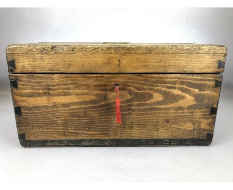 Wooden ordnance box marked J. Parkes &amp; Sons Ltd, Willenhall, 1940, with single internal tray, brass plaque to top marked 