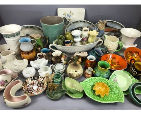 Good collection of ceramics to include: Chameleon Ware hand painted vase, Sylvan Ware vase, two Poole Pottery Delphis bowls, 