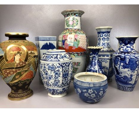 Collection of eight Chinese and Eastern ceramic vases, the tallest approx 47cm tall