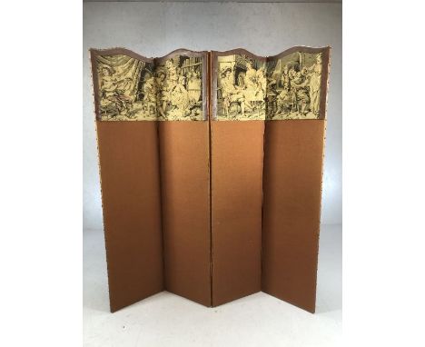 Four fold screen / room divider with applied tapestry scene