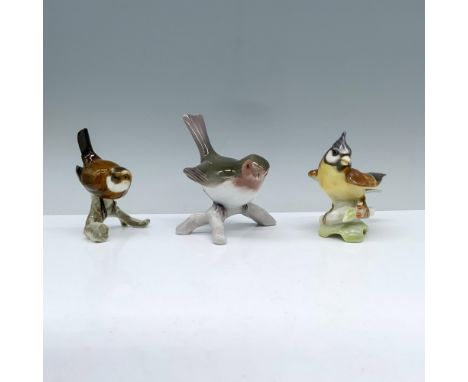 Delight in the charm of a robin, titmouse, and sparrow, each resting elegantly on a tree branch in beautifully detailed, life