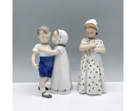 A young girl, in a charming white floral dress and bonnet, cradles her doll lovingly, while nearby, a boy and girl playfully 