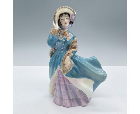 From the Royal Doulton Pretty Ladies collection. Features a lady dressed in an elegant teal and pink dress completed by a bro