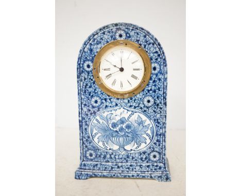 Ceramic blue & white mantle clock Height 30 cm 