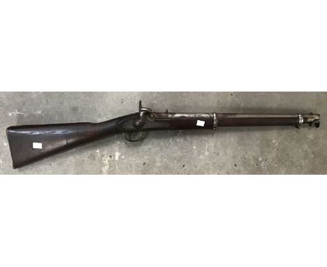 British, Indian Army/Princely State Issued smooth bore two band Carbine, with Victorian 1859 Tower marks and metal harness lo