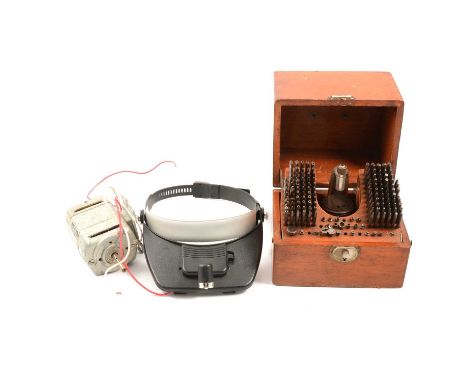 A Brenray Watch &amp; Clock Instrument Cleaner; Brenray Universal Ballbearing Motor; Flexo G-S crystal gauge, boxed; Inverto 