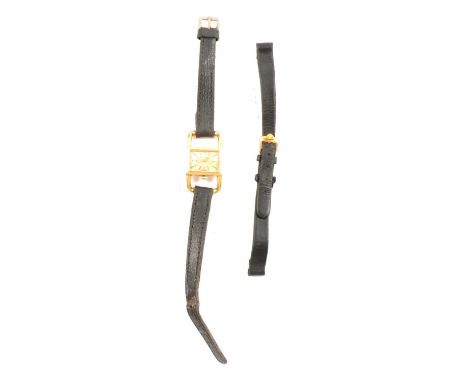 Jaeger-LeCoultre Etrier - a lady's 18 carat yellow gold Etrier wristwatch, 11mm x 16mm rectangular champagne dial with raised