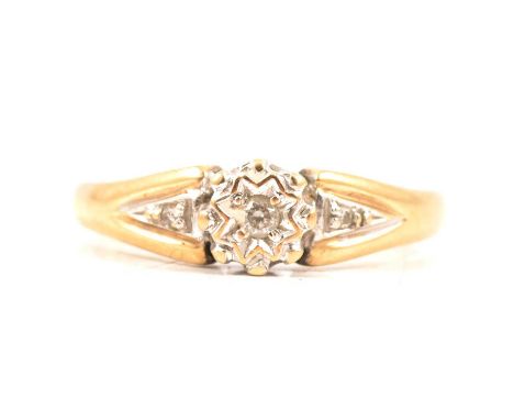 A diamond solitaire ring, the brilliant cut stone illusion set in 9 carat white gold mount ring size K, approximate weight 0.