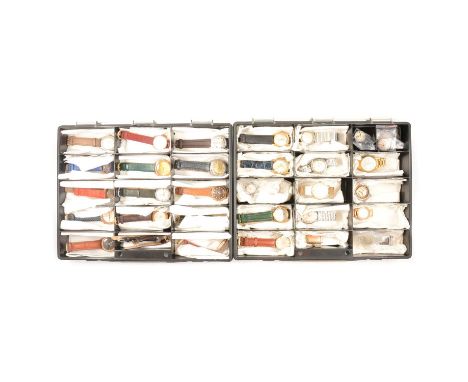 Eight vintage gold-plated Oris wristwatches, gentleman's and lady's, some automatic, various shapes and sizes, most with leat