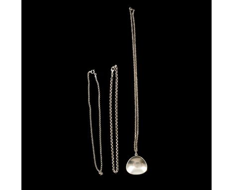 Bent Knudsen - a Danish silver pendant number 22, a 40mm triangular dish shaped pendant, signed Bent K and numbered 22, Londo