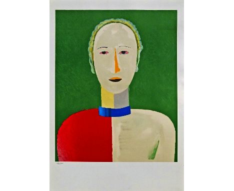 Kasimir Sevenovitch Malevich, Russian 1878-1935- "Portrait of a Female'', publ. by Mourlot, Paris; lithograph in colours, num