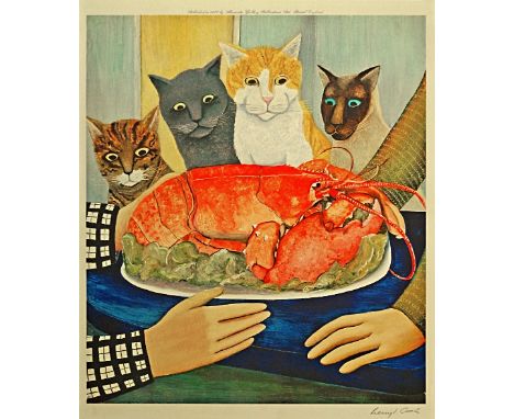 Beryl Cook, British 1926-2008- "The Four Hungry Cats"; offset lithograph in colours, signed in pencil, with blindstamp, 54.5x