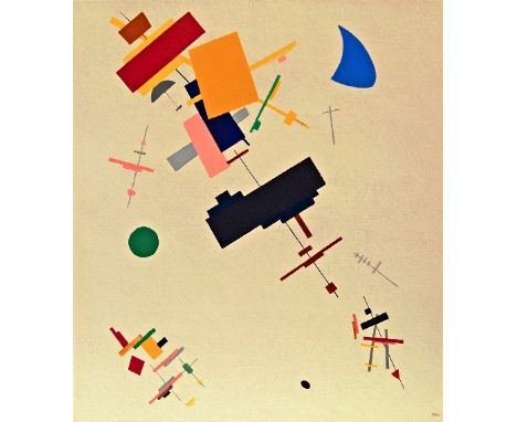 Kasimir Sevenovitch Malevich, Russian 1878-1935- ''Suprematism no. 56'', publ. by Mourlot, Paris; lithograph printed in colou