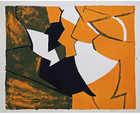 Adrian Heath, British 1920-1992- "Orange, Black & White"; lithograph printed in colours, signed and dated 56 in pencil, 41x51
