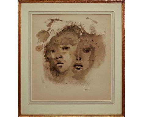 Leonor Fini, Argentinian 1908-1996- Two faces; lithograph printed in colours, signed and inscribed 'A/P' in pencil, 46x42.5cm
