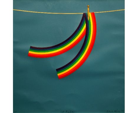 Patrick Hughes, British b.1939- "Wet Rainbow''; screenprint in colours, signed, titled, inscribed AP and dated 79 in pencil, 