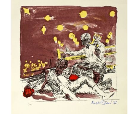 Ruskin Spear CBE RA, British 1911-1990- ''Out for the Count''; lithograph printed in colours, signed and dated 86 in pen, num