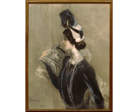 Giovani Boldini, Italian 1842-1931- Portrait of an elegant lady, half-length turned to the left; hand-finished photogravure p