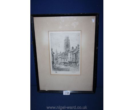 A 19th c. Etching of Boston, Lancashire, by J.E. Francis.
