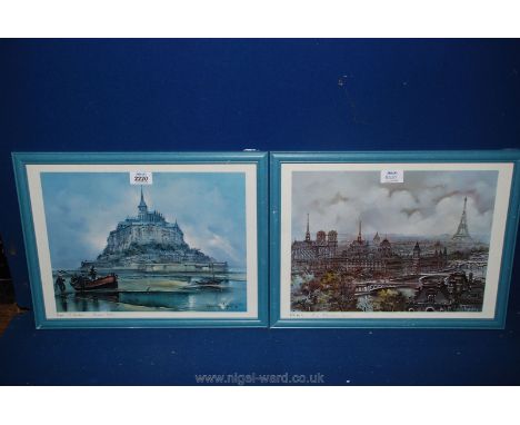 Two Prints of St. Michaels Mount and Paris.