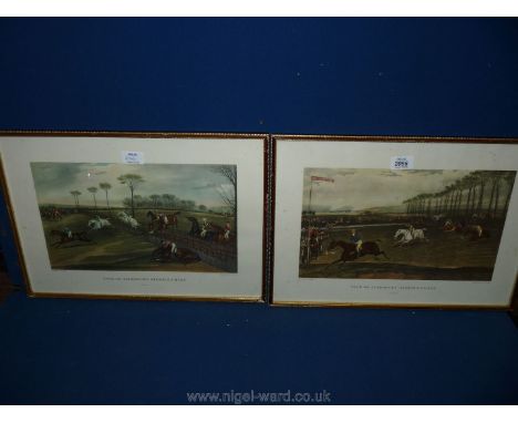 Two hunting prints, the Vale of Aylesbury Steeple Chase plate 3 &amp; 4.