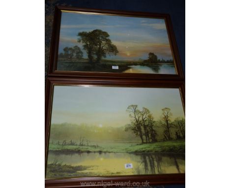 Two large framed Prints, one entitled 'Misty Sunrise' and the other 'Radiance' by Tony Sheath.