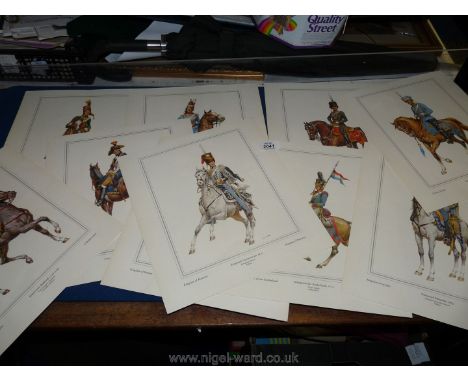 A set of twelve military Prints, unframed.