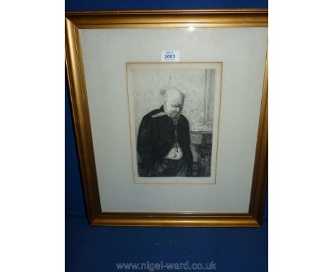 After Erskine Nicol 1824-1904 Scottish Art Etching 'worried' by Leon Richeton 1879.