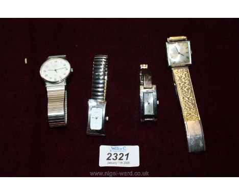 Four ladies watches, Timex. Quartz, Jr. Scherrer etc.