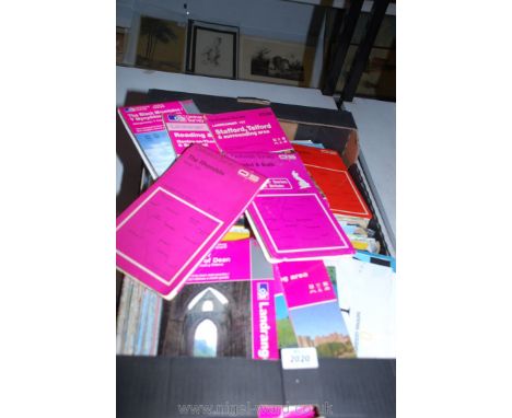 A quantity of Ordnance Survey maps to include Tenby, Brecon, Gloucester, Dorchester etc.