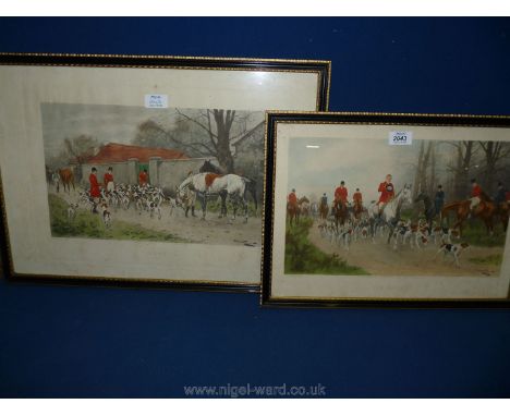A pair of framed George Wright hunting Prints entitled ''Home'' and ''The Hounds''.