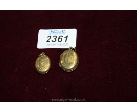 Two Victorian gold plated lockets, one with portrait.