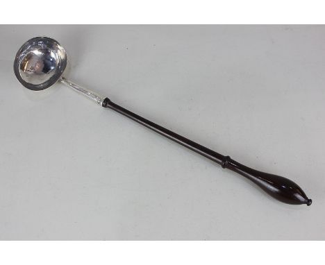 A George III silver punch ladle on turned hardwood handle, maker possibly James Phipps I, London 1793, 38cm