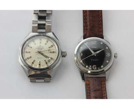 A steel HMT Jawan Military watch, manual movement, and a Zenith steel Defy bracelet watch, automatic, with date