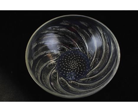 A Lalique clear glass 'poisson' bowl decorated with fish and controlled bubbles to base, marked R Lalique France No 3211, 24c