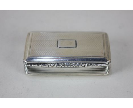 A William IV silver snuff box, maker Nathaniel Mills, Birmingham 1835, with vacant cartouche and floral scroll lip