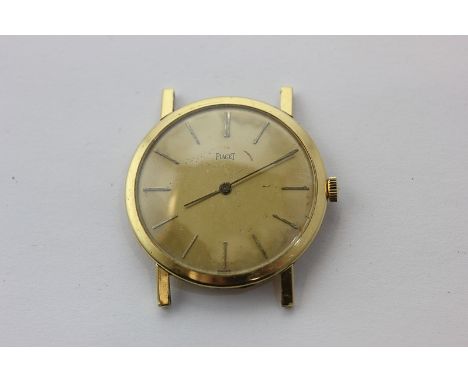 Piaget, a gentleman's 18ct gold ultra slim cased wristwatch, manual wind movement, champagne dial with baton numerals