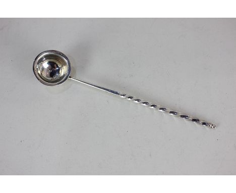 A Victorian silver toddy ladle with circular bowl and twist handle, maker Francis Powell, London 1852, 18cm