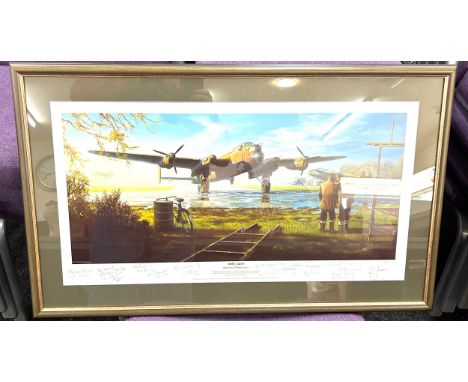 Framed aircraft signed "first light" 30 inches wide 20 inches tall
